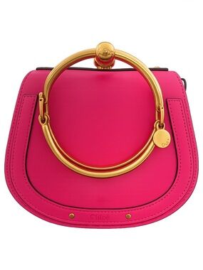 Chloé Nile Small Leather Bracelet Bag in Bright Pink with Gold Hardware